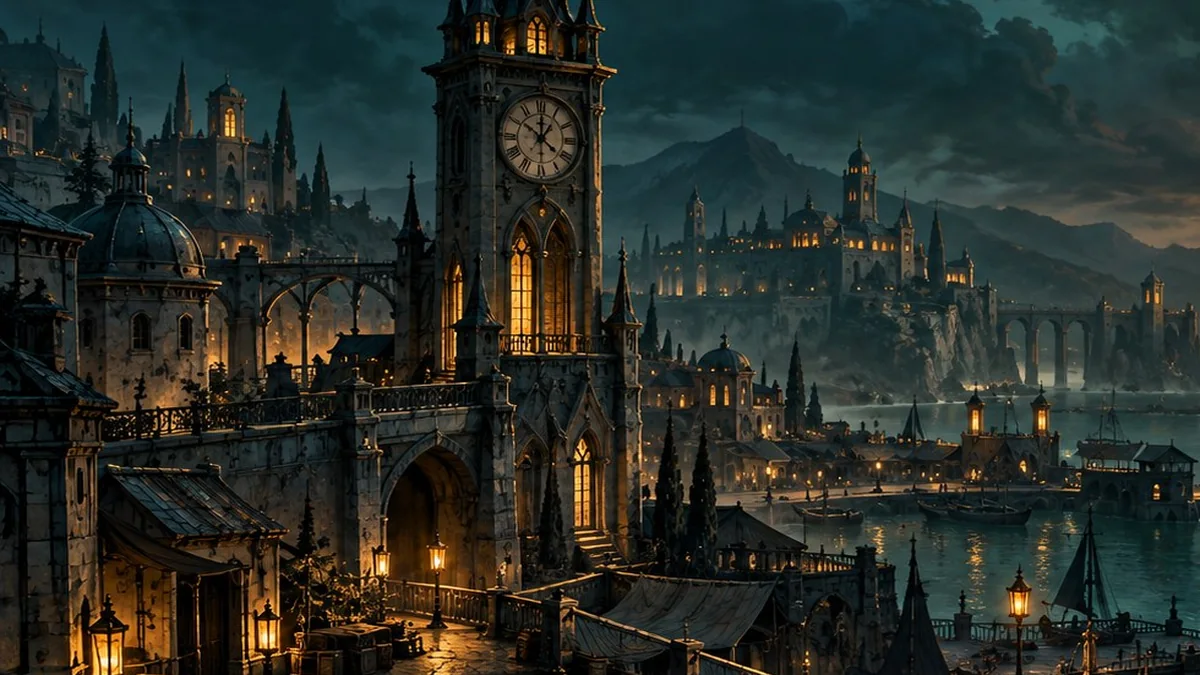 Die Stadt liegt zwischen Nacht und einem Morgen, der nicht kommen will. (KI-generierte Illustration)